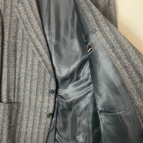 Samuelsohn Grey Striped Wool Silk Blazer Size 44 Formal Office - Picture 4 of 11